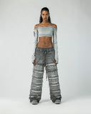 Women's Wide Leg Patchwork Denim Pants