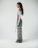 Women's Wide Leg Patchwork Denim Pants