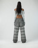 Women's Wide Leg Patchwork Denim Pants