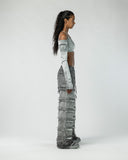 Women's Wide Leg Patchwork Denim Pants