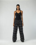 Women's Wide Leg Patchwork Denim Pants