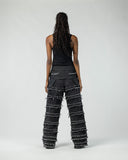 Women's Wide Leg Patchwork Denim Pants