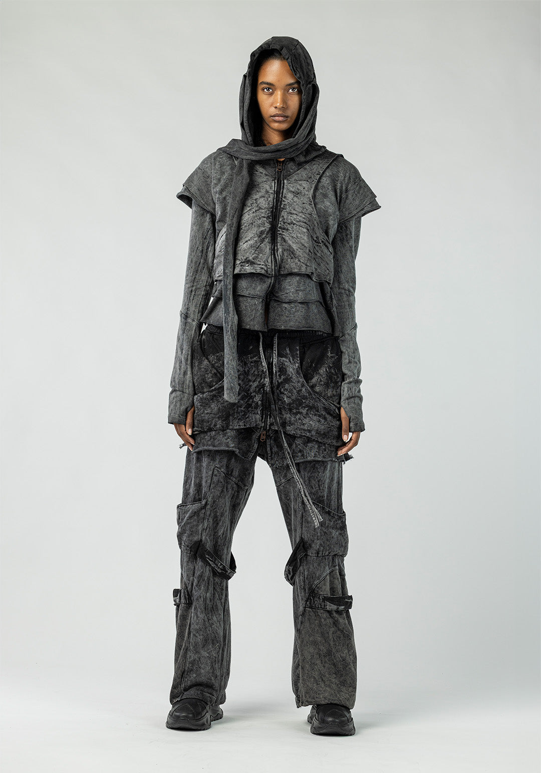 Women's Patchwork Cardigan with Vest Detail