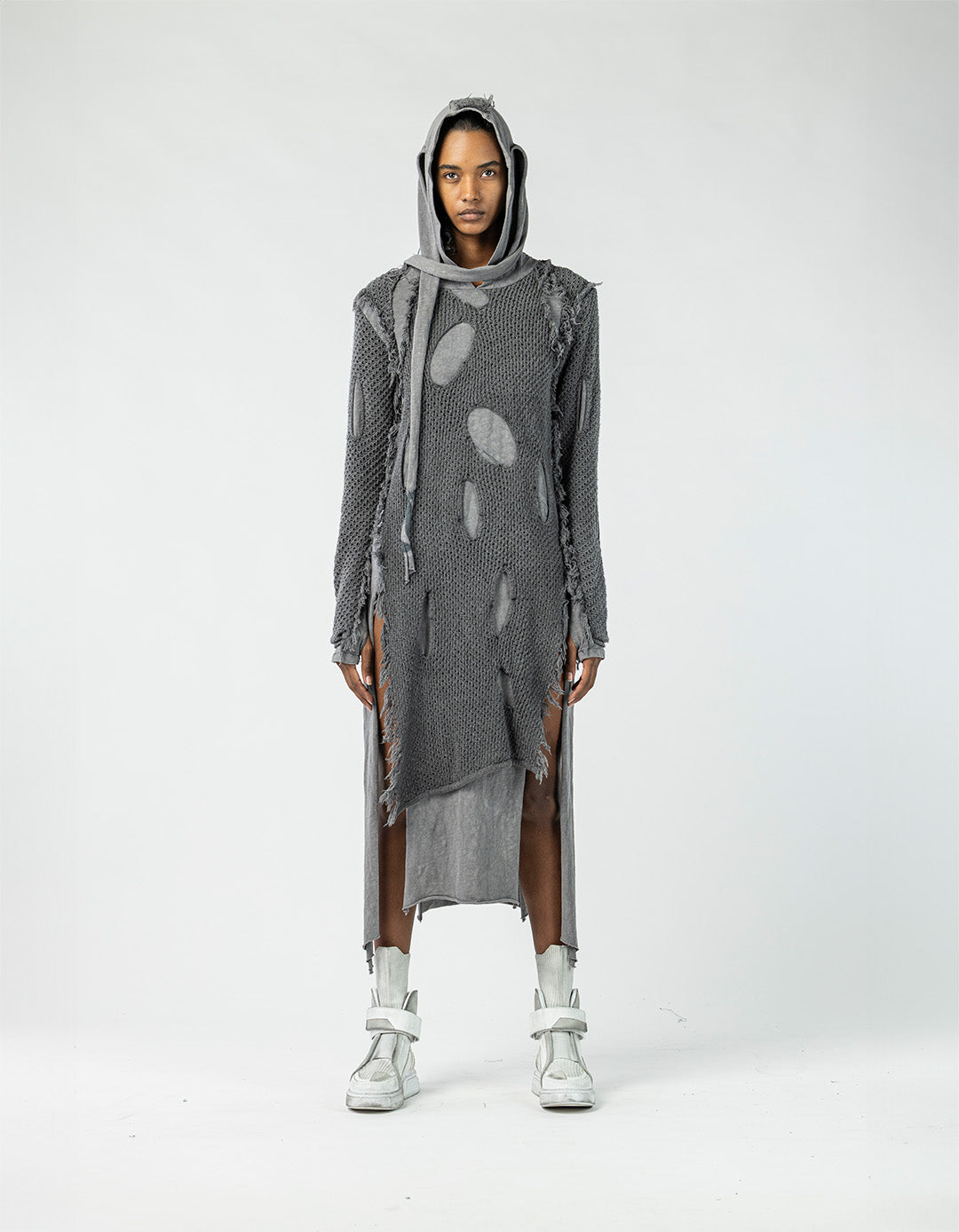 Women's Slit Dress with Knit Details