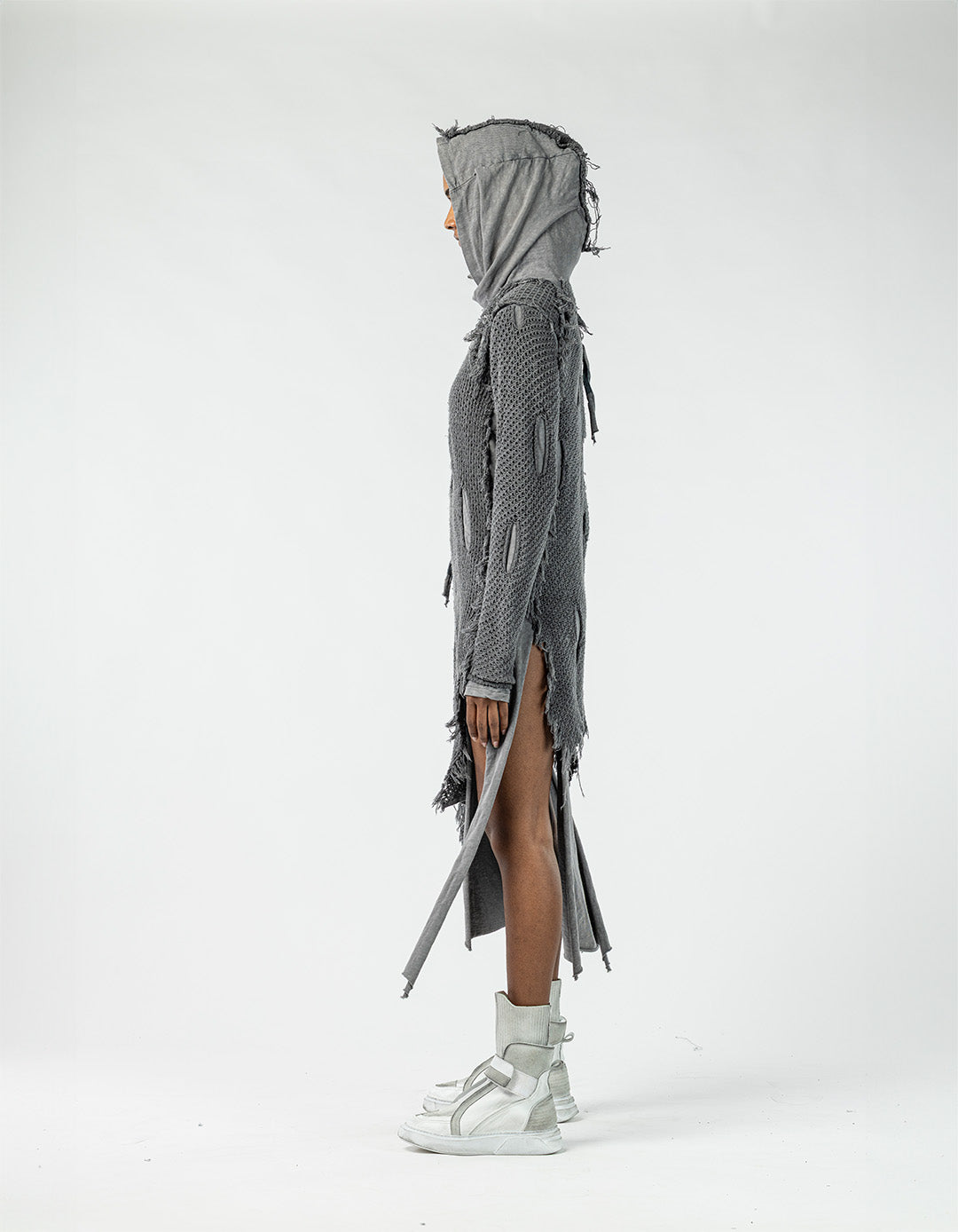 Women's Slit Dress with Knit Details