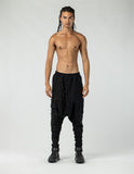 Men's Low Crotch Pants with Gathered Details