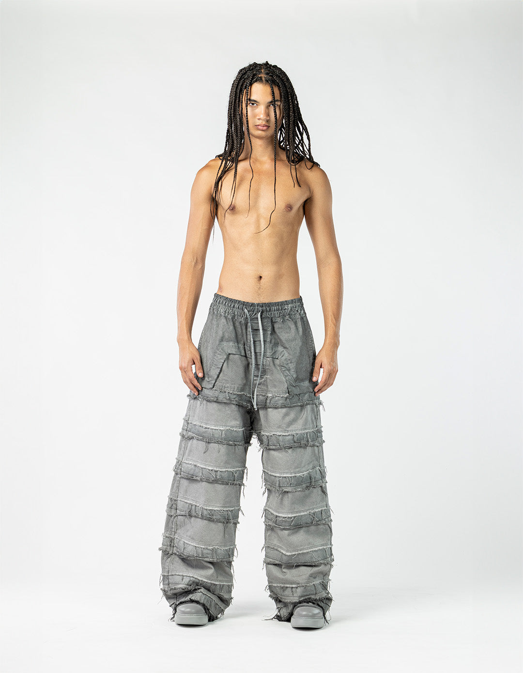 Men's Wide Leg Patchwork Denim Pants