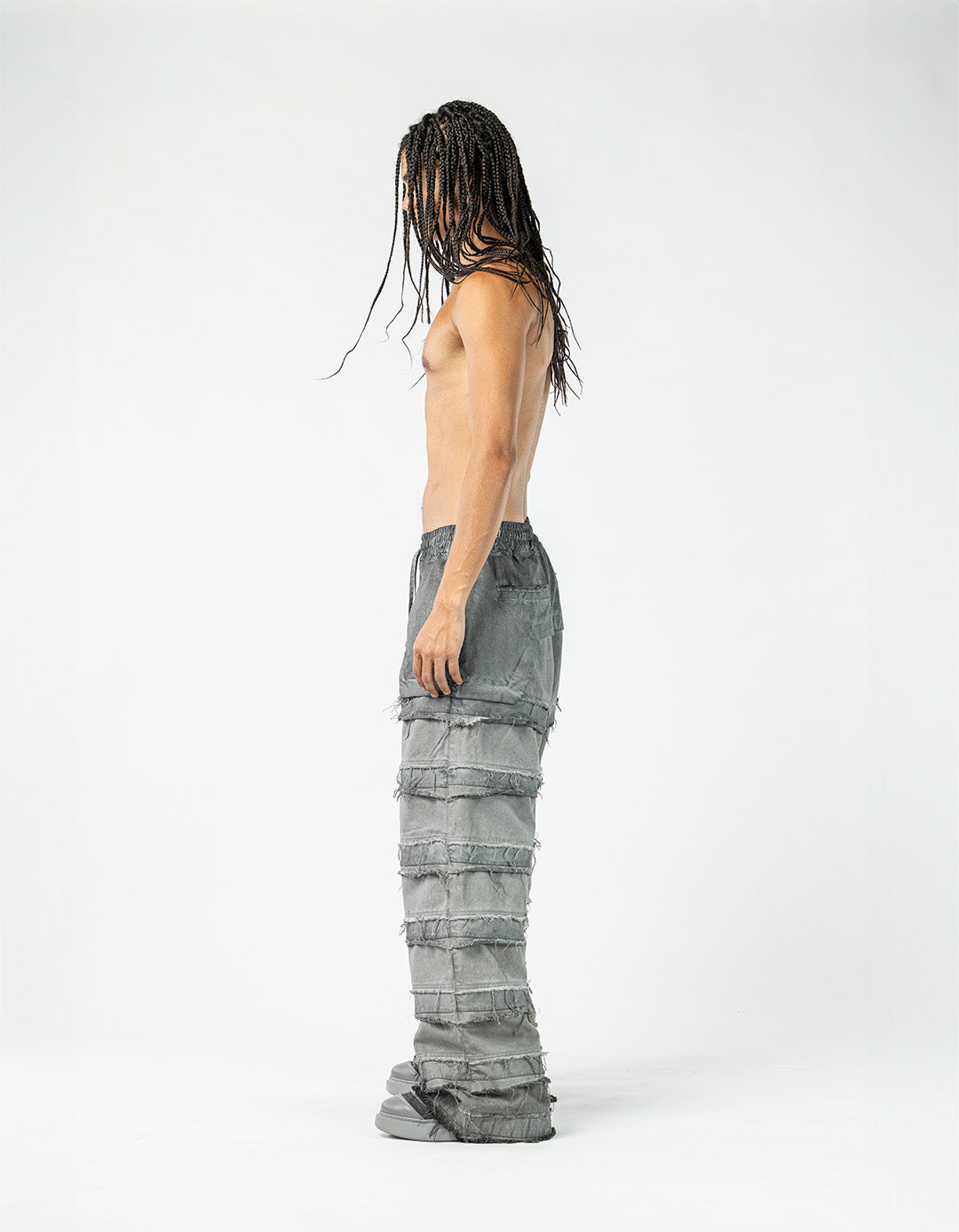 Men's Wide Leg Patchwork Denim Pants