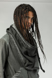 Men's Paneled Cardigan with Attached Scarf