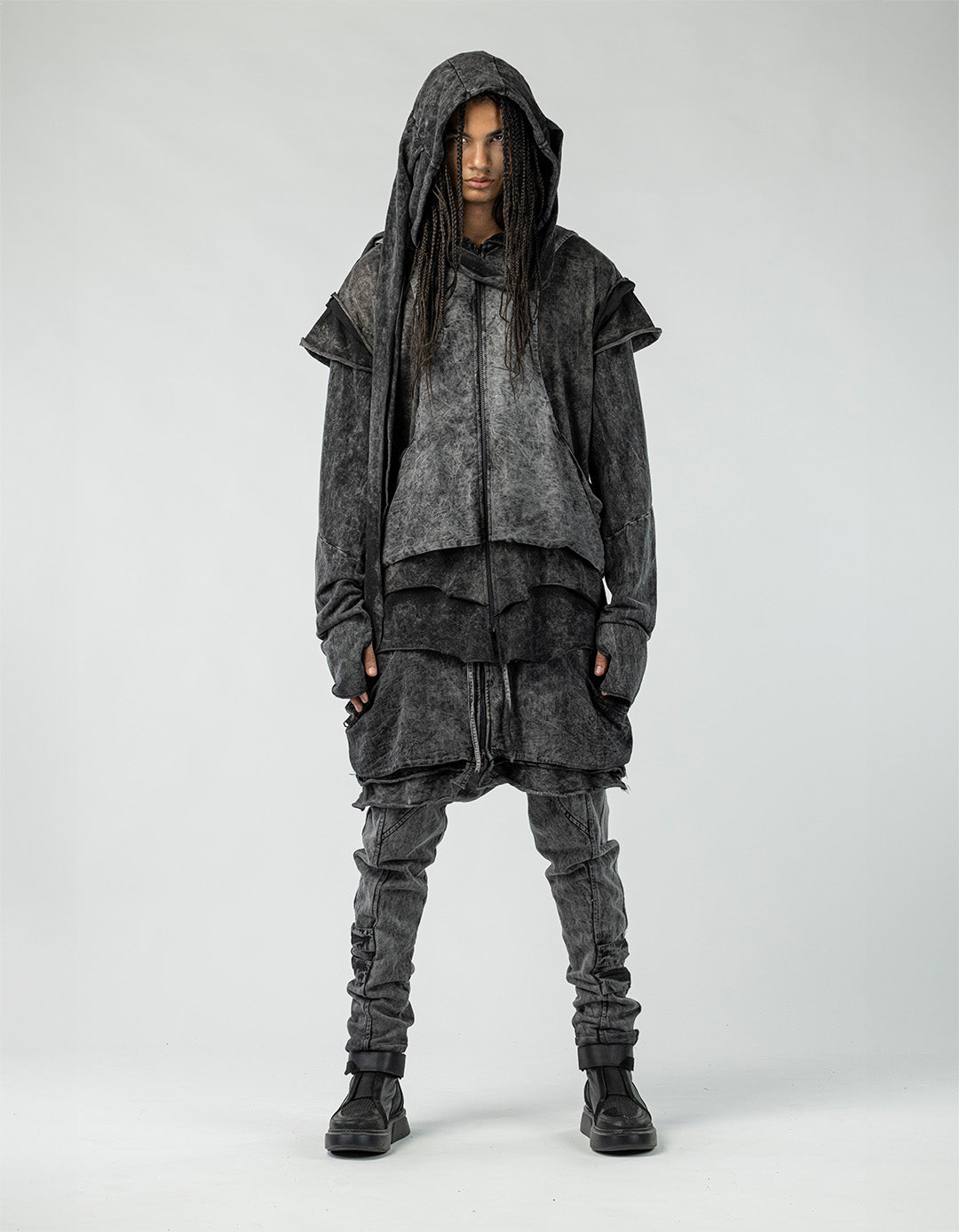 Men's Patchwork Cardigan with Vest Detail