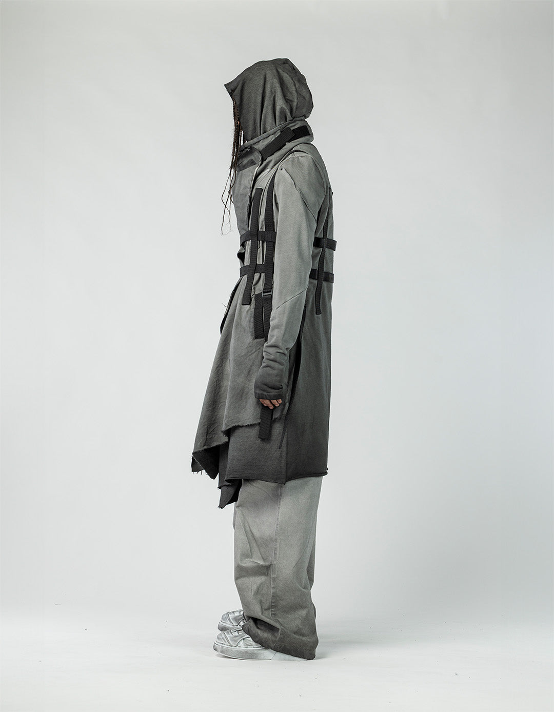 Men's Cardigan with Layered Front and Belt Detail