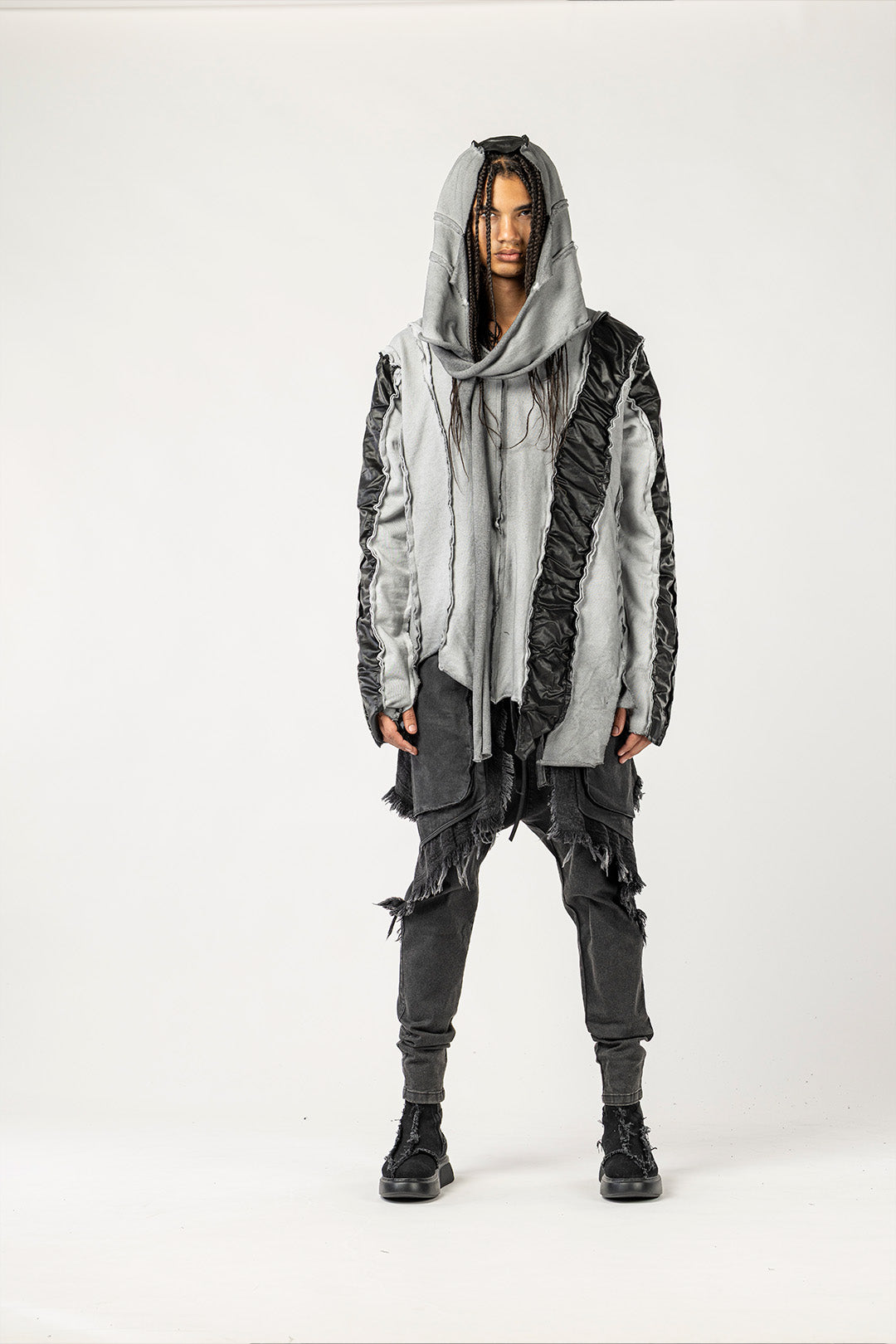 Men's Multi Panel Cardigan with Scarf Detail