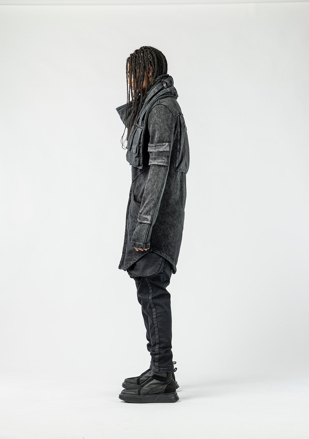 Men's Cardigan with Scarf Detail and Front Zipper