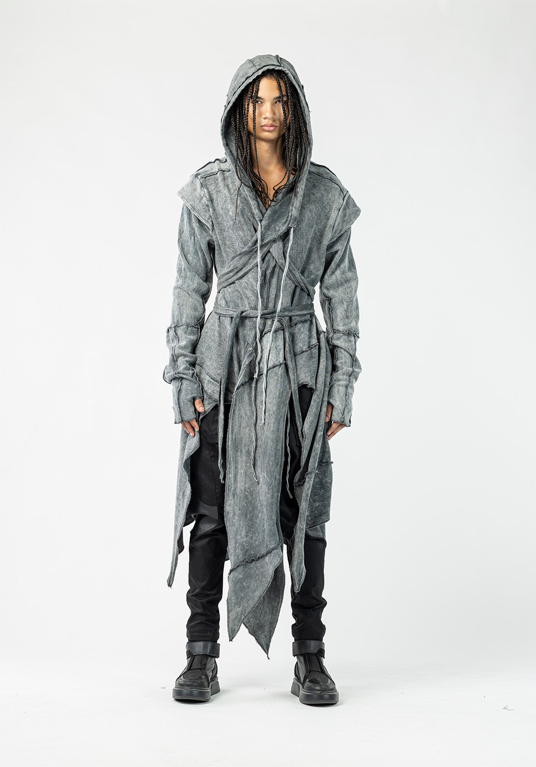 Men's Long Cardigan with Side Slit Hem