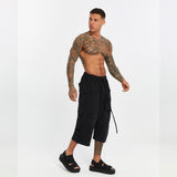 Men's Pants with Front and Back Ribbed Details
