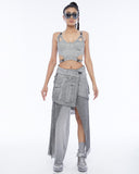 Leather-Detail Women's Skirt