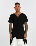Multi-Panel V-neck T-shirt