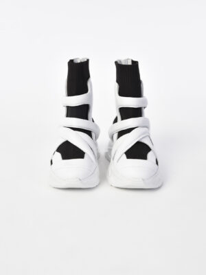 Black-White Shoes With Leather Strappy