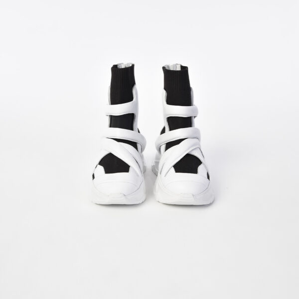 Black-White Shoes With Leather Strappy